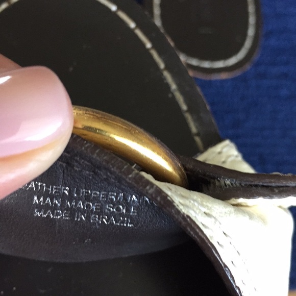 BCBG Max Azria ivory clogs  w/ gold Hardware - Picture 6 of 6